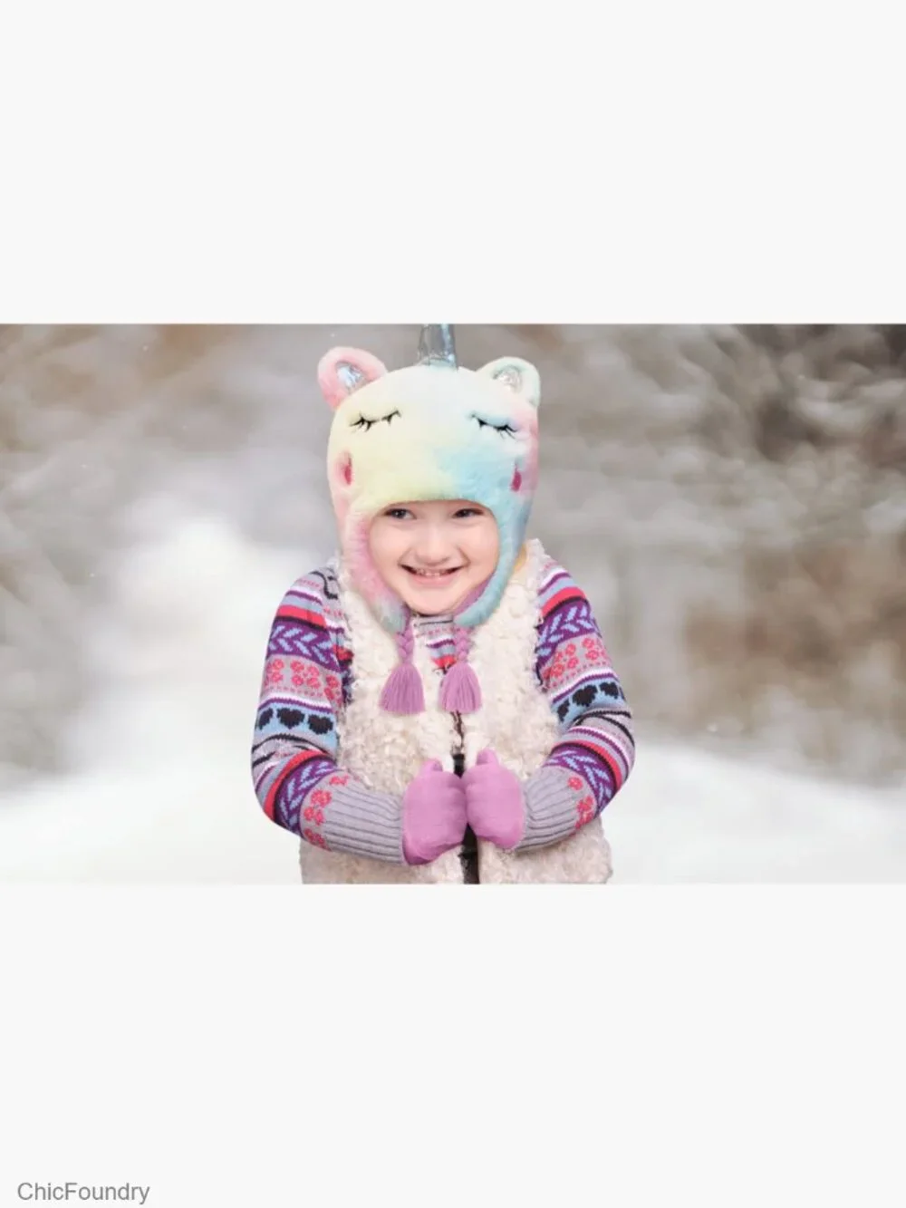 Toddler Winter Hat and Gloves Set for Ages 2-7 Boys Girls Fleece Lined Knit